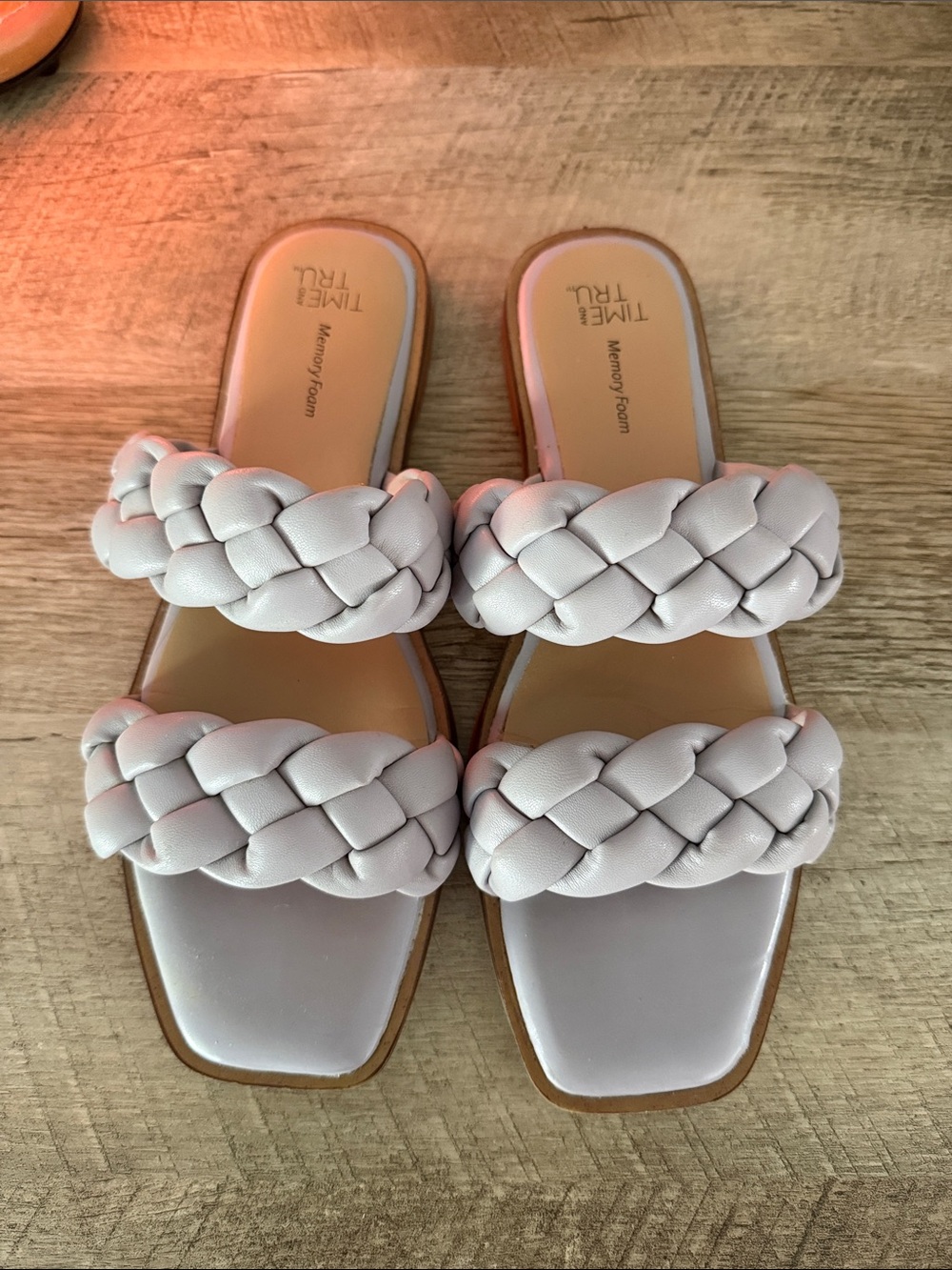 Time and Tru Women's Braided Double-Strap Slide Sandals - Lavender